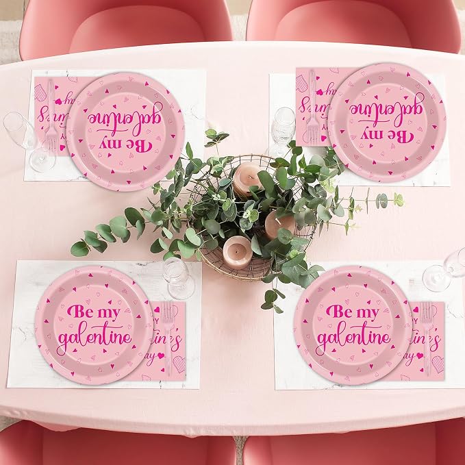 96 PCS Galentine's Day Party Decorations Be My Galentine Tableware Set Happy Galentine's Day Paper Plates Napkins Disposable Valentines Party Supplies for Girls Ladies Valentines Parties Favor