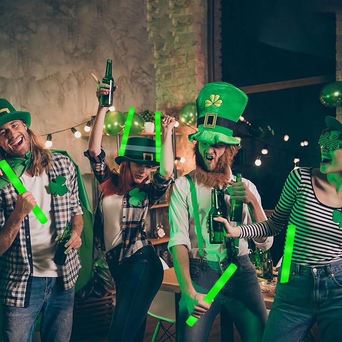 60Pcs LED Glow Foam Sticks Bulk,Light Up Glow Sticks with 3 Flashing Modes,Green Glow Wands Party Pack,Glow In The Dark Party Supplies for Halloween,Christmas,St.Patrick,Easter,Birthday