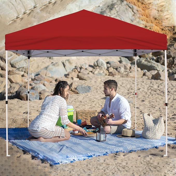 Northroad 8X8 FT Pop Up Canopy, Outdoor Instant Canopy Tent w/Carrying Bag, Portable Gazebo Shelter for Wedding Party,Commercial Event,Patio,Garden,Beach -Red
