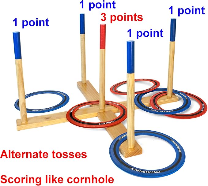 Yard Games Giant Ring Toss with Soft-Touch Tossing Rings and Finished Wood Target