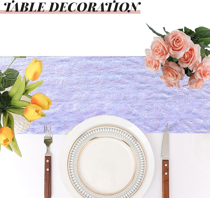 Sugargirl 10 Packs 12 x 72 inches Sequin Table Runner, Glitter Mermaid Lavender Table Runner for Birthday Party Supplies Wedding Holiday Celebration Event Decorations