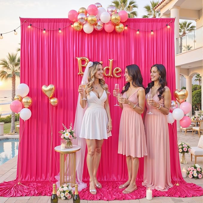 10×10FT Hot Pink Shimmer Backdrop Curtain Glitter Sequin Photo Backdrop Drapes for Wedding Party Background Birthday Graduation Back Drop Bridal Baby Shower Christmas Halloween Stage Decor