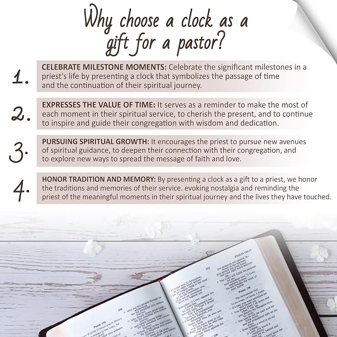 OkiyiD Pastor Appreciation Gifts, Pastor Gifts for Men Women, Light Up Quartz Clock with LED Wooden Base for Pastor Home Office Decor, Lighting Desk Table Clock,Thank You Presents for Pastor Preacher