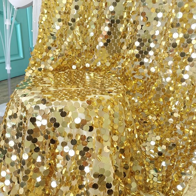 9FTx10FT Gold Large Sequin Backdrop 1 Panel, Glitter Sparkle Photography Props for Christmas Party Wedding Birthday Wall Decor