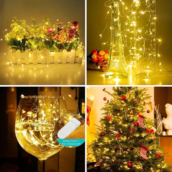YITING 24 Pack 30 Led Valentine's day Fairy Lights Battery Operated 10.2 FT (3m) Copper Wire LED Mini String Lights Waterproof Warm White Firefly Lights for Wedding Party DIY Jars Gifts Decoration