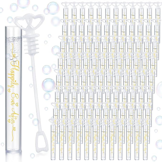 150 Pcs Bubble Wands Bulk for Wedding Party Mini Heart Wand with Bubble Solution for Wedding Bridal Showers Valentine Anniversary Birthday Supplies(White,Happy Ever After)