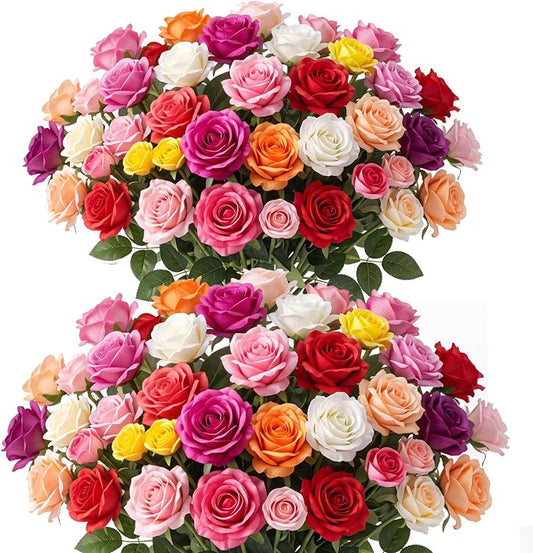 Lyrow 60 Pack Artificial Flower Hanging Flowers Ornament Colorful Floating Garland Ceiling Vine for Boho Wedding Hippie Tropical Fiesta Rainbow Birthday Party Floral Baby Shower Photo Booth Wall Decor