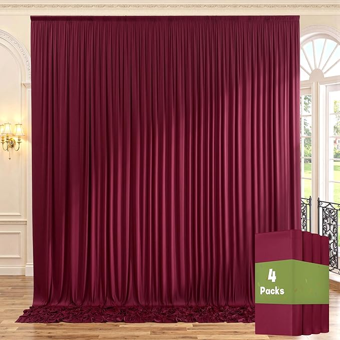 20ft x 10ft Wrinkle Free Maroon Backdrop Curtains for Parties, Thick Fabric Burgundy Backdrop Drapes for Wedding Background Baby Shower Birthday Parties