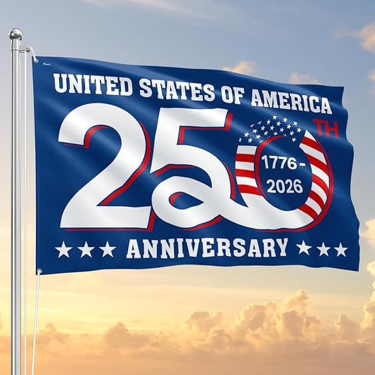 FLAGWIX American 250 Years Anniversary Flag - Polyester Double-sided Yard Flags For Outside Grommet Flag, 4x6 ft - 4th of July Decorations for Home Yard Garden Decor Banner, Gifts For Men Women