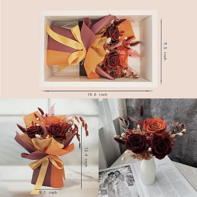 Forever Flower Gifts for Her: Romantic Flowers for Graduation-Daughter Girlfriend Wife Mom Grandma-Preserved Rose Bouquets-Flowers for Delivery Prime on Birthday Anniversary Valentines (Ancora Red)