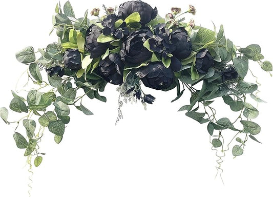 H&S BRIDAL Wedding Arch Flowers, 30 Inch Rustic Artificial Floral Swag for Door Lintel, Green Leaves Rose Peony Sunflowers Table Centerpieces Home Decoration
