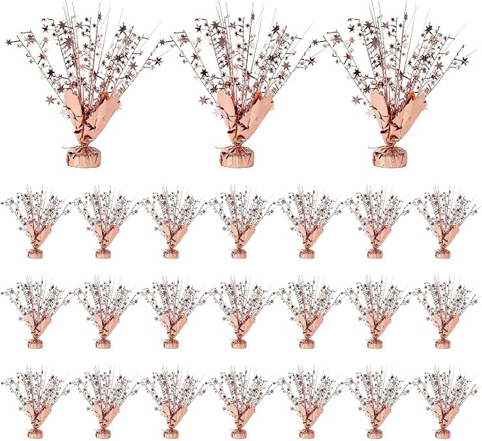 24 Pack Rose Gold Metallic Foil Spray Centerpiece Star Table Decoration Burst Table Centerpieces for Birthday New Year Wedding Anniversary Graduation Party Supply (Rose Gold)