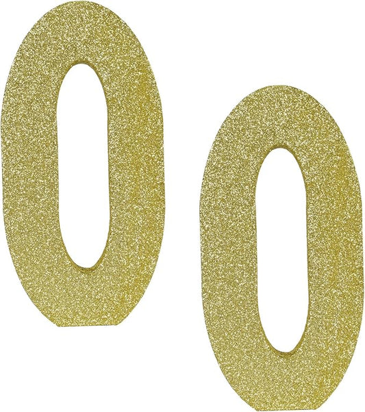 Beistle 2 Piece 8" x 4" x 1" Foam Glittered Number 0 Centerpieces, Gold Tabletop Décor, Birthday Decorations, Anniversary Milestone Party Supplies