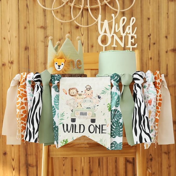 Wild One Birthday Decorations Boy 1st High Chair Banner 1 Year Old First