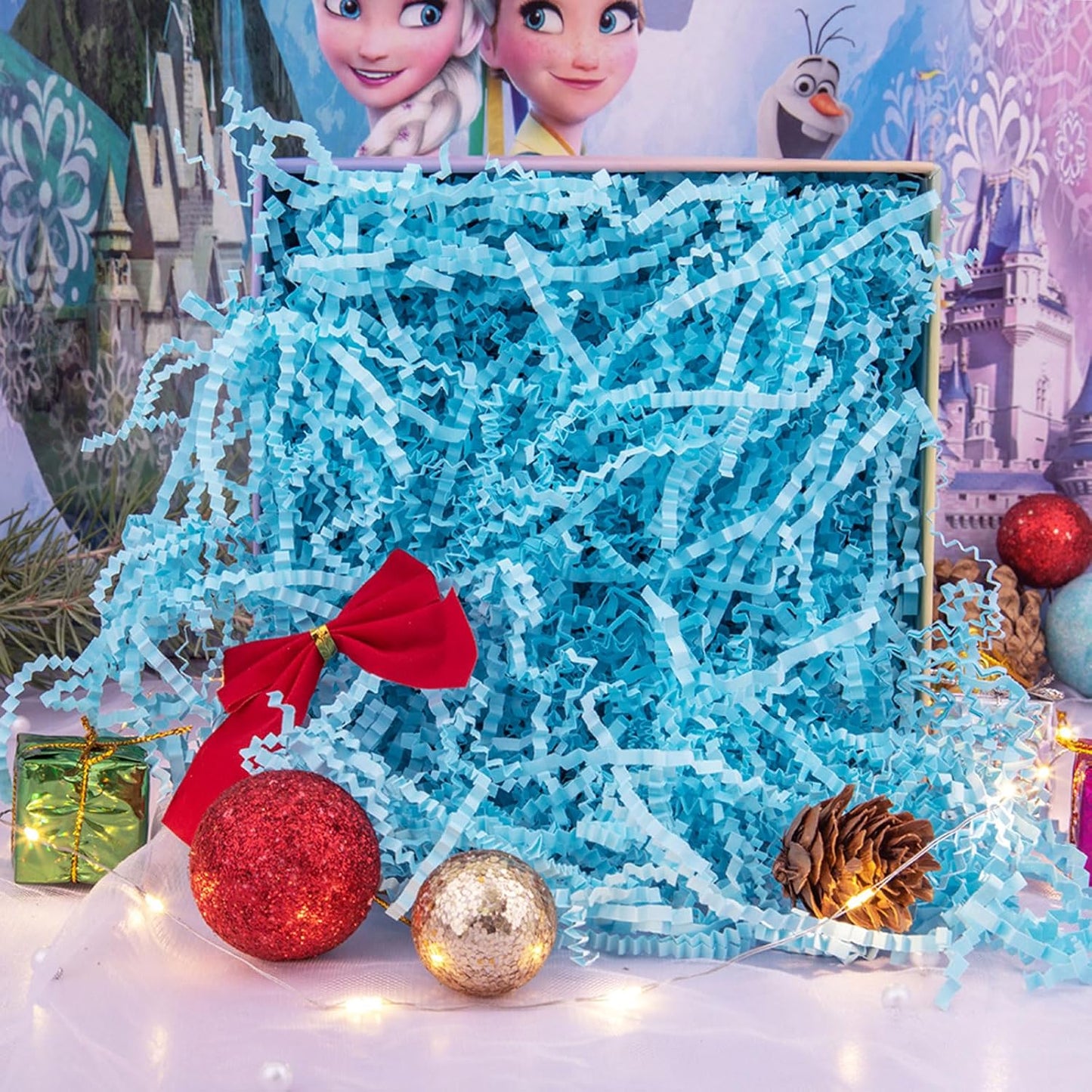 Caleihd Crinkle Cut Paper Shred Packing Grass Cushion Paper Streamer for Christmas Wedding Birthday Bridesmaid Engagement Craft Gift Boxes Bags Basket Filler Decoration 4.5oz Blue