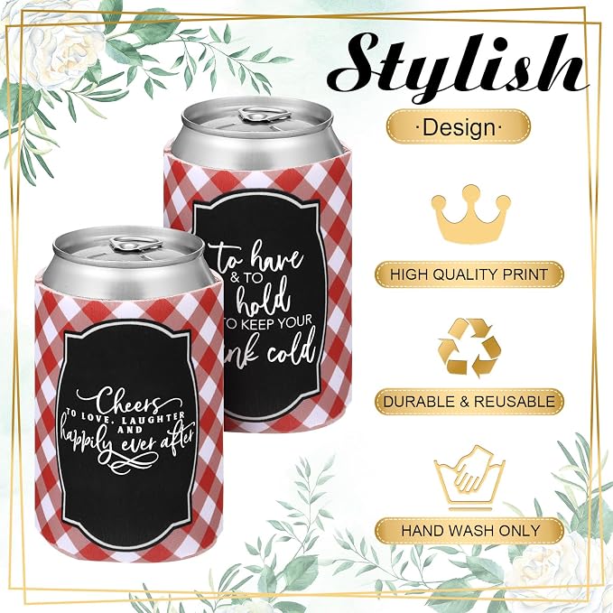 Qinyoung 50 Pieces I Do BBQ Party Decorations Wedding Can Cooler Sleeves Bulk BBQ Party Favors for Guests Cheers to Love Laughter and Happily Ever After Rehearsal Dinner Decorations for Wedding Shower