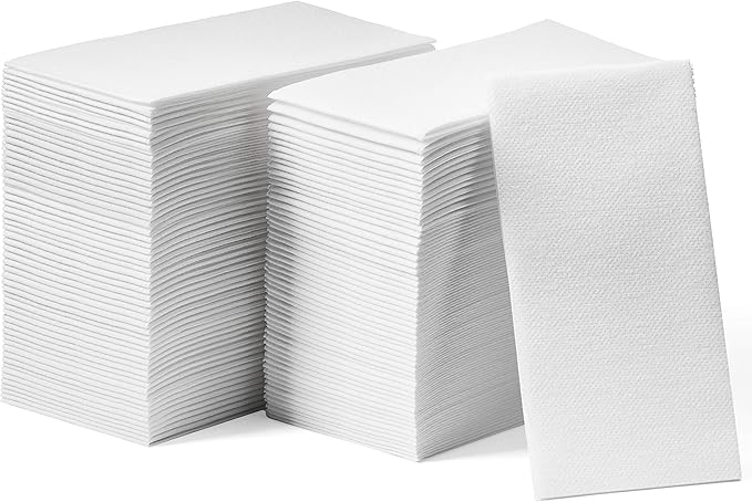 Lintext Disposable Linen-Feel Guest Towels [Pack of 300] - Disposable 8" x 17" Cloth-Like Hand Towels, Made In USA - Soft And Absorbent Paper Napkin For Kitchen, Bathroom, Party, Wedding, Or Event