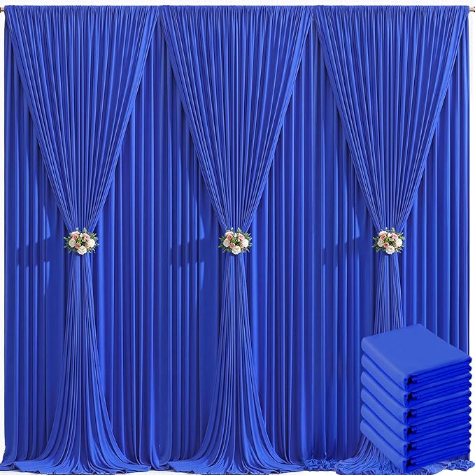 30ft x 10ft Royal Blue Backdrop Curtain for Parties Blue Wrinkle Free Backdrop Drapes Panels for Baby Shower Birthday Party Wedding Photo Photography Polyester Fabric Background Decoration