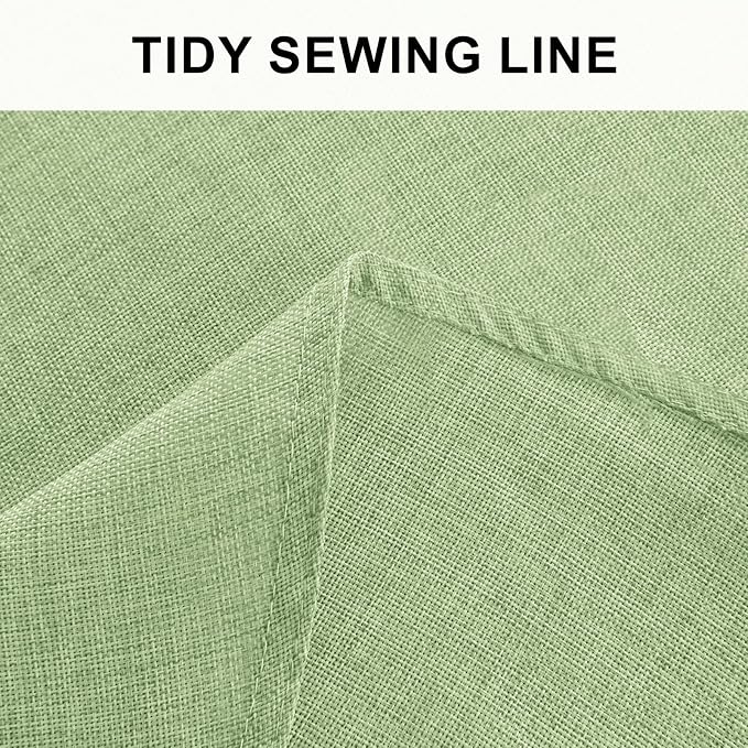 Hiasan Linen Textured Tablecloth 90 Inch Round - Wrinkle and Stain Resistant Washable Farmhouse Table Cover for Dining Kitchen Party Outdoor, Sage Green