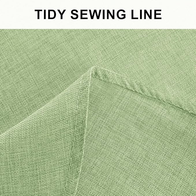 Hiasan Linen Textured Tablecloth 108 Inch Round - Wrinkle and Stain Resistant Washable Farmhouse Table Cover for Dining Kitchen Party Outdoor, Sage Green