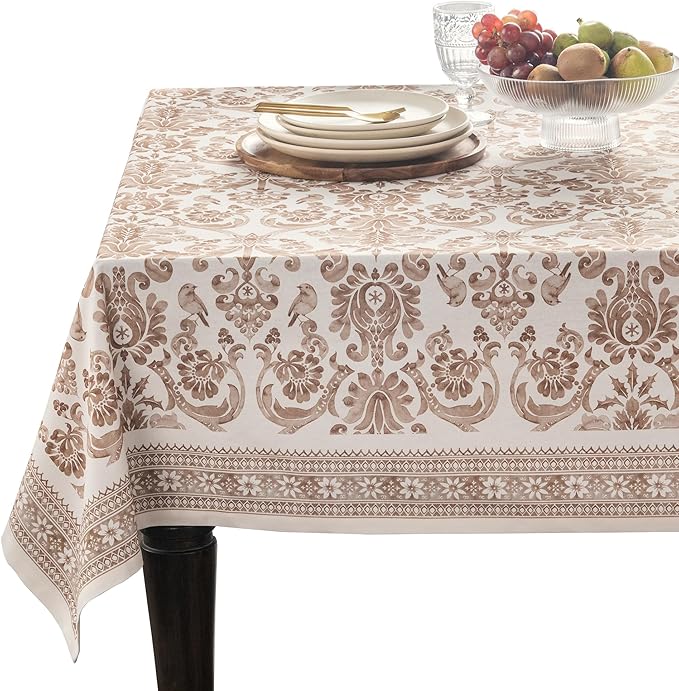 Maison d'Hermine Table Cloth Rectangle Table 100% Cotton 70 x 120 Inches Tablecloth Reusable Everyday Use for Dining Room, Farmhouse, Home, Party, Festive & Wedding - Allure