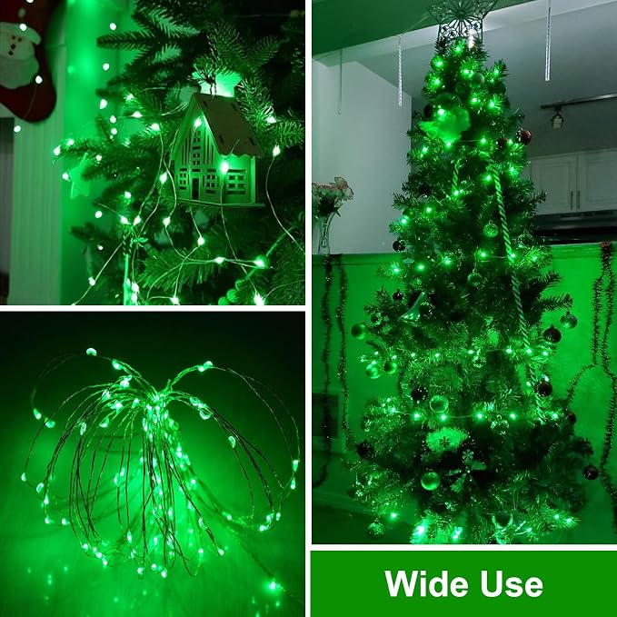 QITONG 6 Pack Fairy Lights Battery Operated Outdoor, Each 16 ft 50 LED Green Mini String Lights, Sliver Wire Christmas Twinkle Lights Indoor