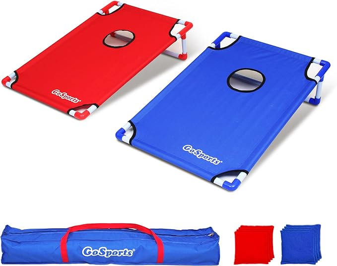 GoSports Portable Cornhole Set with Carry Case - Outdoor Lawn Bean Bag Toss Game for Adults and Family - Beach, Camping, Yard Games & More