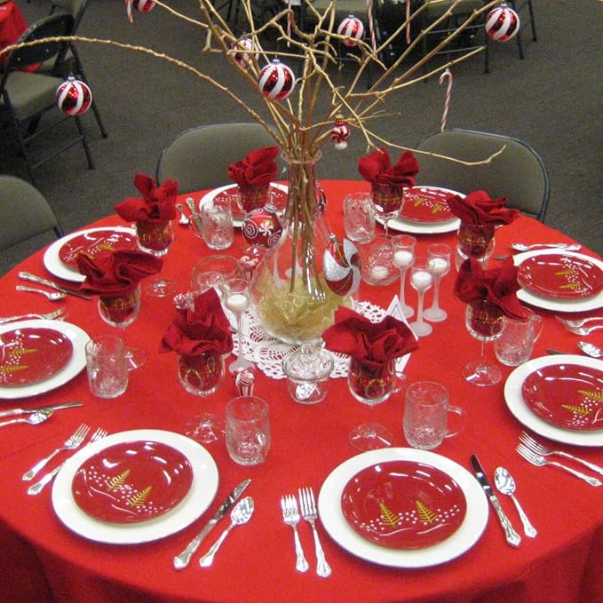 YMHPRIDE 6 Pack Round Tablecloths - Red Table Cloth, 90 Inch Polyester Round Table Cloth, Washable Fabric Table Covers for Wedding, Party, Dining, Banquet