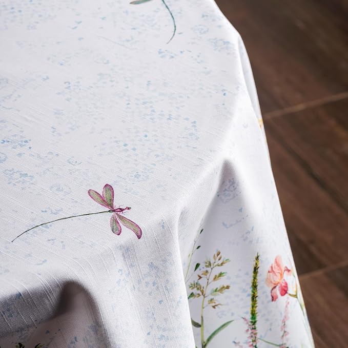 Maison d' Hermine Table Cloth Round Table 100% Cotton 63 Round Inches Tablecloth Reusable Decorative for Dining Kitchen Room Farmhouse Party Home Hotel Restaurant Spring Summer - Fleurs De Mai