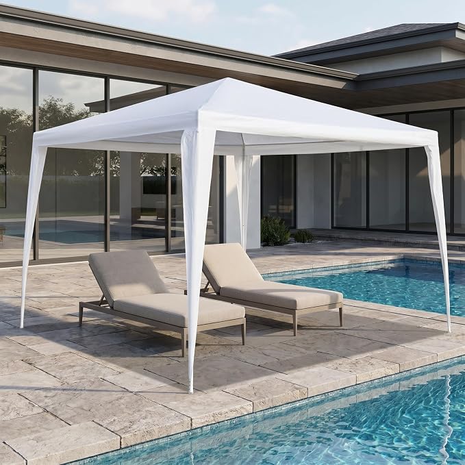 10x10 Canopy Tent – Portable Waterproof Outdoor Shelter with Reinforced Spiral Tube Frame, Easy Setup Party Tent for Wedding, Camping, Backyard Events & Outdoor Activities, White