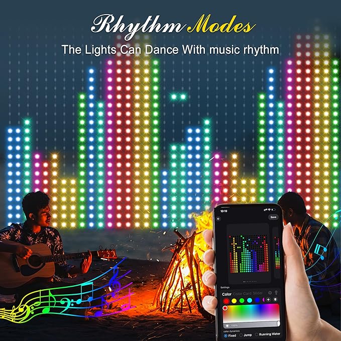 Smart Curtain Lights 400 LED, Color Changing Curtain Lights 6.6ft*6.6ft with APP&Remote,Dynamic DIY Fairy String Light for Bedroom Living Room Backdrop LED Halloween Chrismas Light Decor