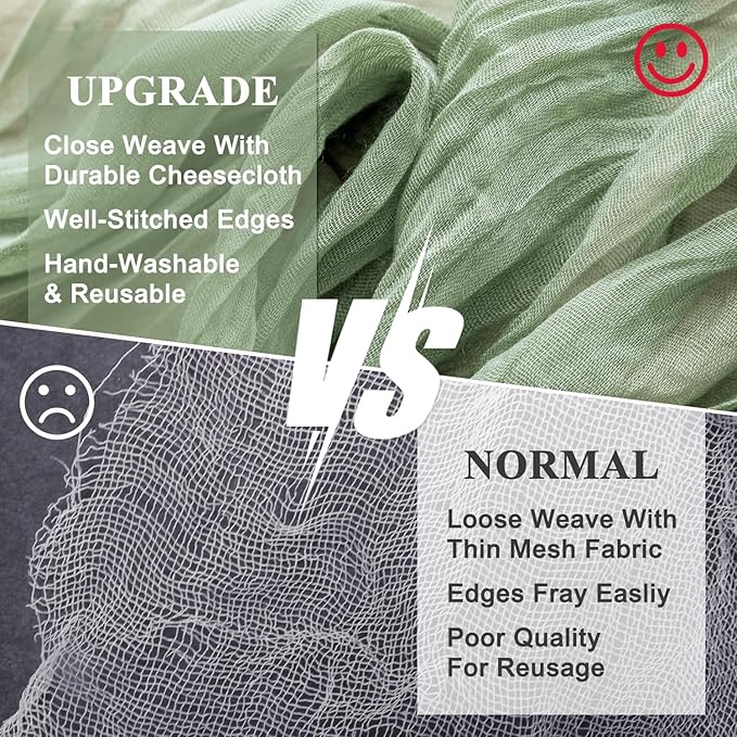 Wokceer Sage Green Cheesecloth Table Runner 10FT Boho Gauze Spring Easter Table Runner Cheese Cloth for Party Wedding Long Rustic Sheer Runners for Baby Bridal Shower