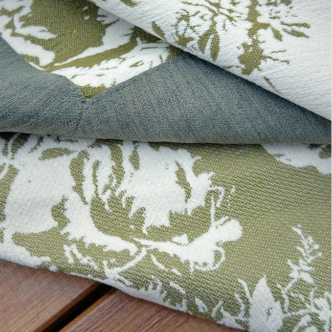 Jacquard Rectangle Tablecloth, Wrinkle Free Green Table Cloth, French Vintage Green Floral Tablecloths, Country Farmhouse Table Cover for Dining, Kitchen, Wedding - 60''x84''