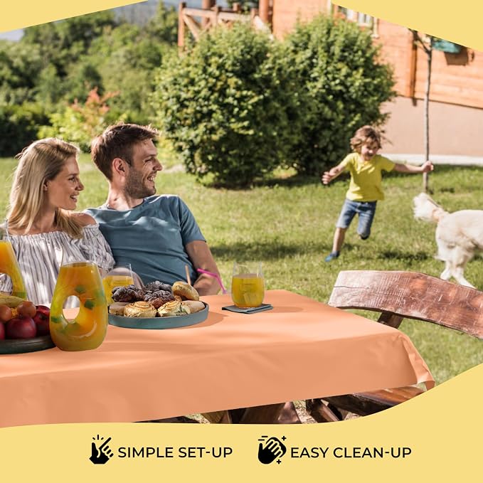 Party Solids 66% Thicker Premium Peach Plastic Table Cover Roll 40" X 100' Table Cloth Plastic Cover Roll Quality Thick Banquet Rolls Disposable Tablecloth Rolls Strong American Based Company
