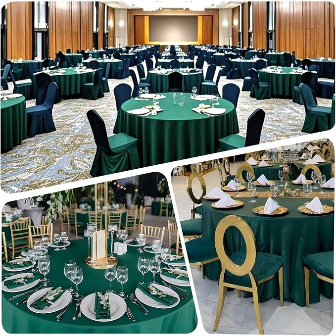 8 Pack Green Round Tablecloth 120 Inch Round Table Cloth, Wrinkle Resistant and Washable Tablecloth Polyester Fabric Table Cloth Round Cover for Dining Wedding Banquet Party