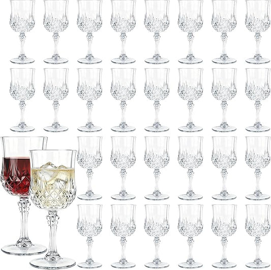 Plastic Wine Glasses, 10OZ Plastic Goblets Vintage Style Cordial Drinking Glasses for Wedding Reception, Grand Event Party Supplies(30, Clear)