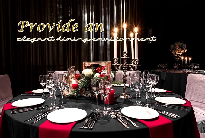12 Pack Round Tablecloth 120 inch Black Table cloths for Round Tables,Stain and Wrinkle Resistant Washable Polyester Tablecloths Black Table Cloth 120 Inch Round Table Cloth for Wedding Party Birthday