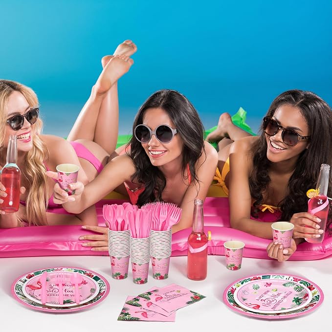 Yungyan 252 Pcs New Bride Bachelorette Party Tableware Set Included Plates Napkins Cups Forks Knives Cutlery for Party Decorations Supplies 36 Guests
