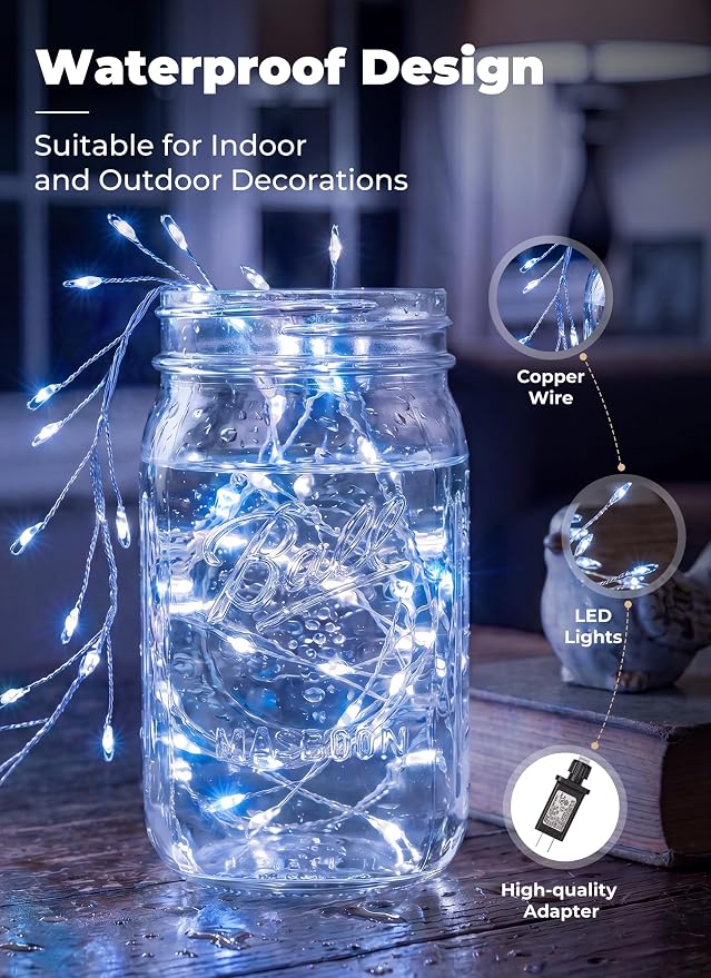 Twinkling Fairy Lights Plug in, 10FT 200LED Twinkle Lights - Firecracker String Lights, Christmas Tree Lights Waterproof for Bedroom, Garden, Patio, DIY Wreath, Indoor Outdoor Christmas Decorations