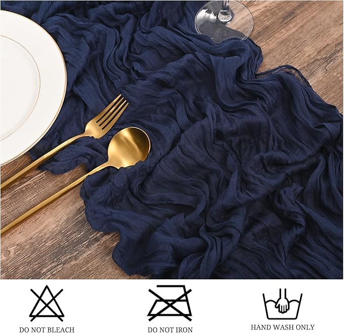 15 Pack Navy Blue Table Runners 17 x 108inch Cheesecloth Table Runner Boho Gauze Table Runner Rustic Sheer Fabric Cheese Cloth Table Runners for Wedding Party Bridal Shower Farmhouse Home Decor