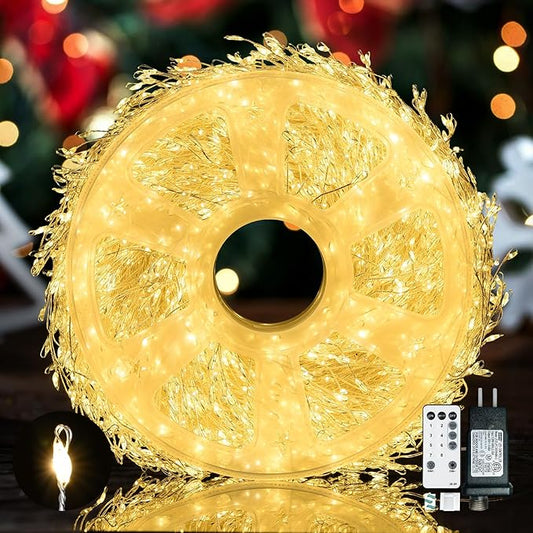 Fairy Lights Plug in,Dailyart 3000 Led Cluster Lights with Timer 195Ft Waterproof Warm Twinkle String Light with Remote for Bedroom Wreath Garland Window Wedding Christmas Tree Decoration,Sliver Wire