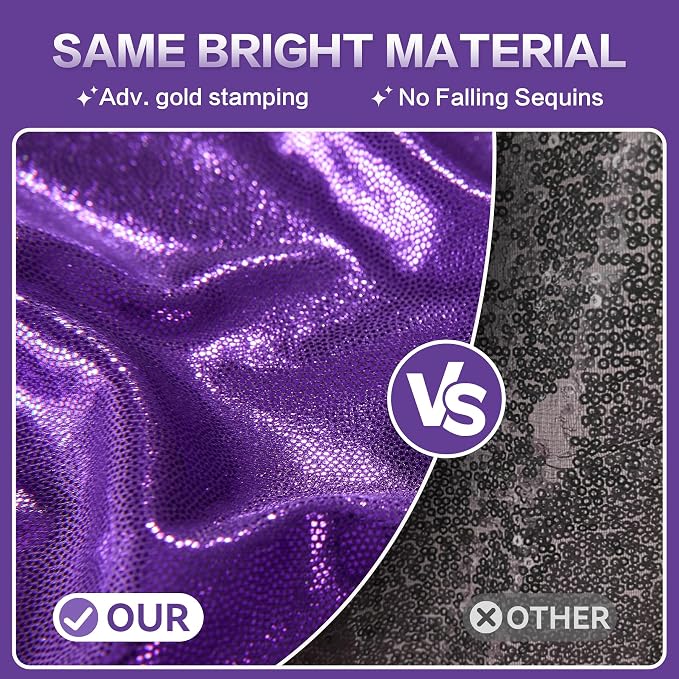 gogoparti 20x10FT Purple Sequin Backdrop Curtain - 4 Panels of 5x10FT Wrinkle-Free Glitter Drapes for Photography, Birthdays, Weddings & Graduations