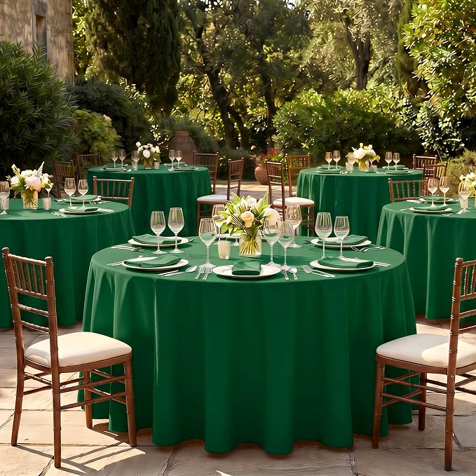 Fitable 6 Pack Hunter Green Round Tablecloths - 70 Inches Round - Wrinkle and Stain Resistant Fabric Table Clothes, Washable Polyester Table Covers for Wedding, Party, Banquet, Formal Events
