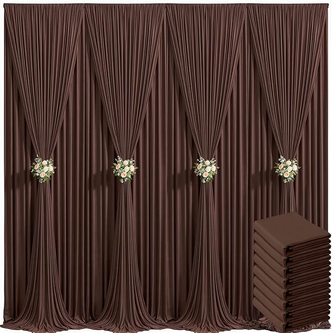 40ft x 10ft Brown Backdrop Curtain for Parties Wedding Brown Wrinkle Free Backdrop Drapes Panels for Baby Shower Gender Reveal Birthday Photo Photography Polyester Fabric Background Decoration