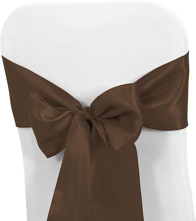 Obstal 10 PCS Satin Chair Sashes Bows for Wedding Reception- Universal Chair Cover Back Tie Supplies for Banquet, Party, Hotel Event Decorations