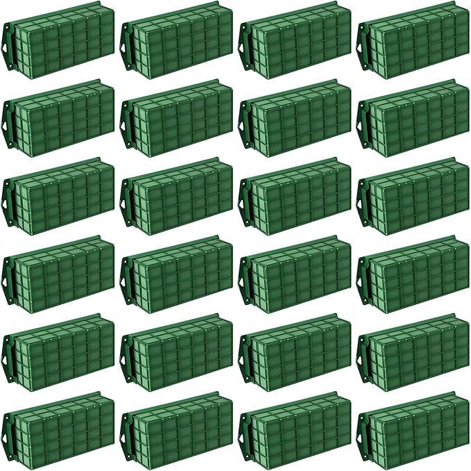 Hahood 24 Packs Floral Foam Cage Rectangle Flower Cage Holders with Floral Foam Flower Arrangement Supplies for Fresh Flowers, Home Wedding Decorations, 11.8 x 4.3 x 3.1 Inches