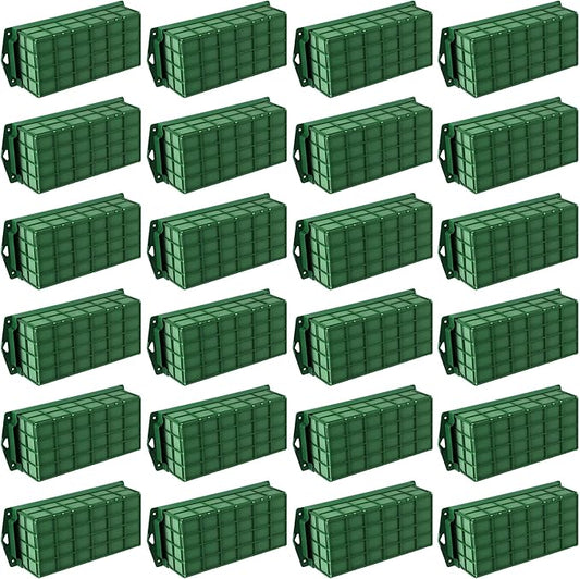 Hahood 24 Packs Floral Foam Cage Rectangle Flower Cage Holders with Floral Foam Flower Arrangement Supplies for Fresh Flowers, Home Wedding Decorations, 11.8 x 4.3 x 3.1 Inches
