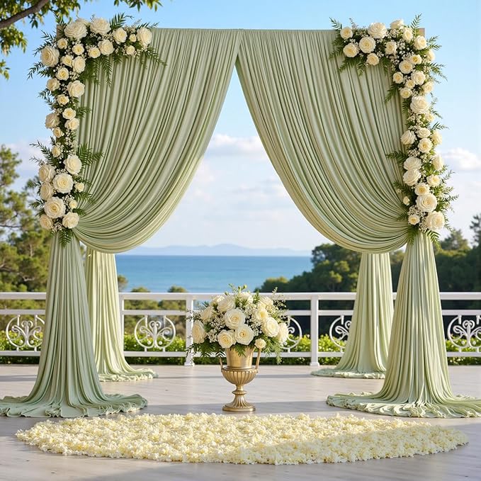 10ft x 10ft Wrinkle Free Sage Green Backdrop Curtains for Parties, Polyester Photo Backdrop Drapes 2 Panels 5x10ft for Wedding Birthday Party Photography Background Photoshoot