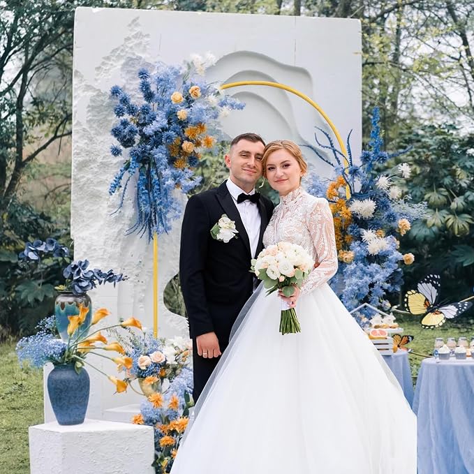 6.6 FT Metal Arch Backdrop Stand, Wedding Arch Backdrop Stand for Ceremony, Gold Wedding Balloon Arch Stand, Reusable Arch Frame Wedding for Birthday Party, Baby Shower and Ceremony Decoration