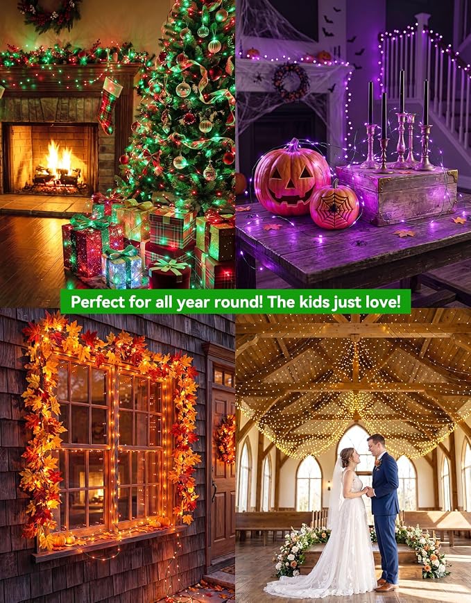 132FT Color Changing LED Fairy Lights Plug in with Remote - 400LED 35 Colors Waterproof Green Wire Christmas String Lights Outdoor & Indoor for Party Trees Yard Decorations